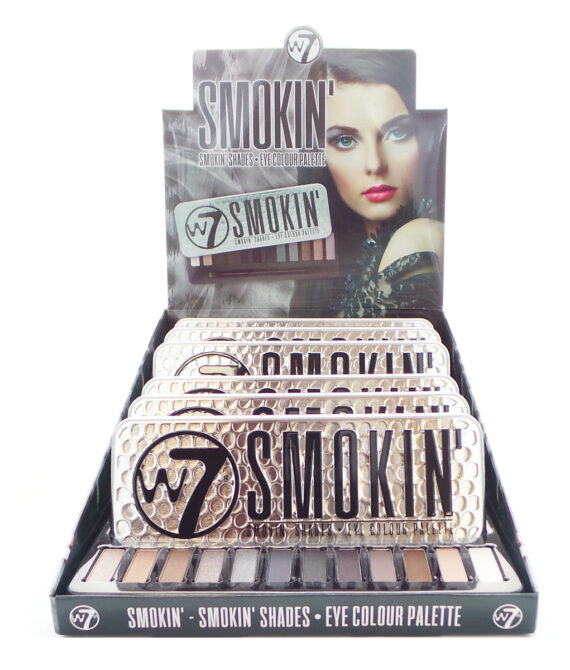 W7 Smokin’ Shades Eye Colour Palette Display Set, 6 Pieces plus Display Tester