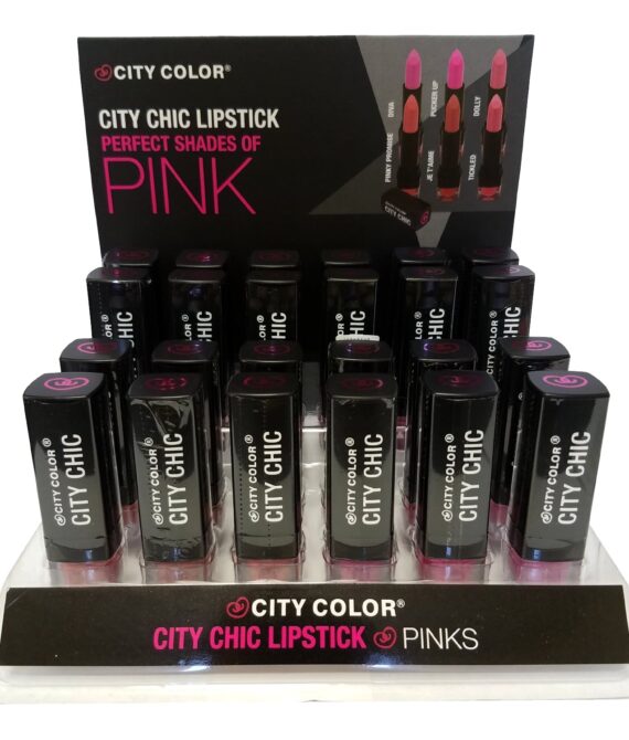 CITY COLOR City Chic Lipstick Pinks DISPLAY CASE 24 Pices – L0008B